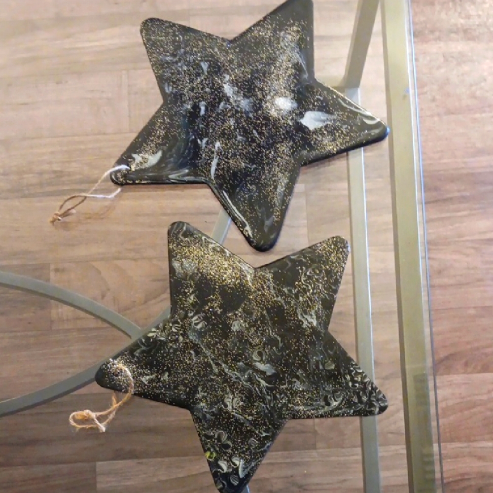 Black and White Star-Shaped Holiday Ornaments